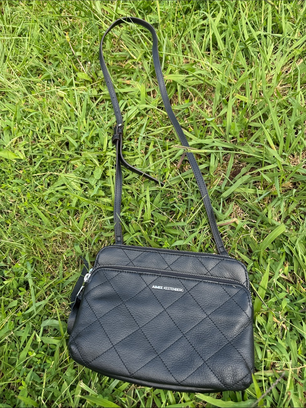 New Aimee Kestenberg Black Quilted Leather Crossbody